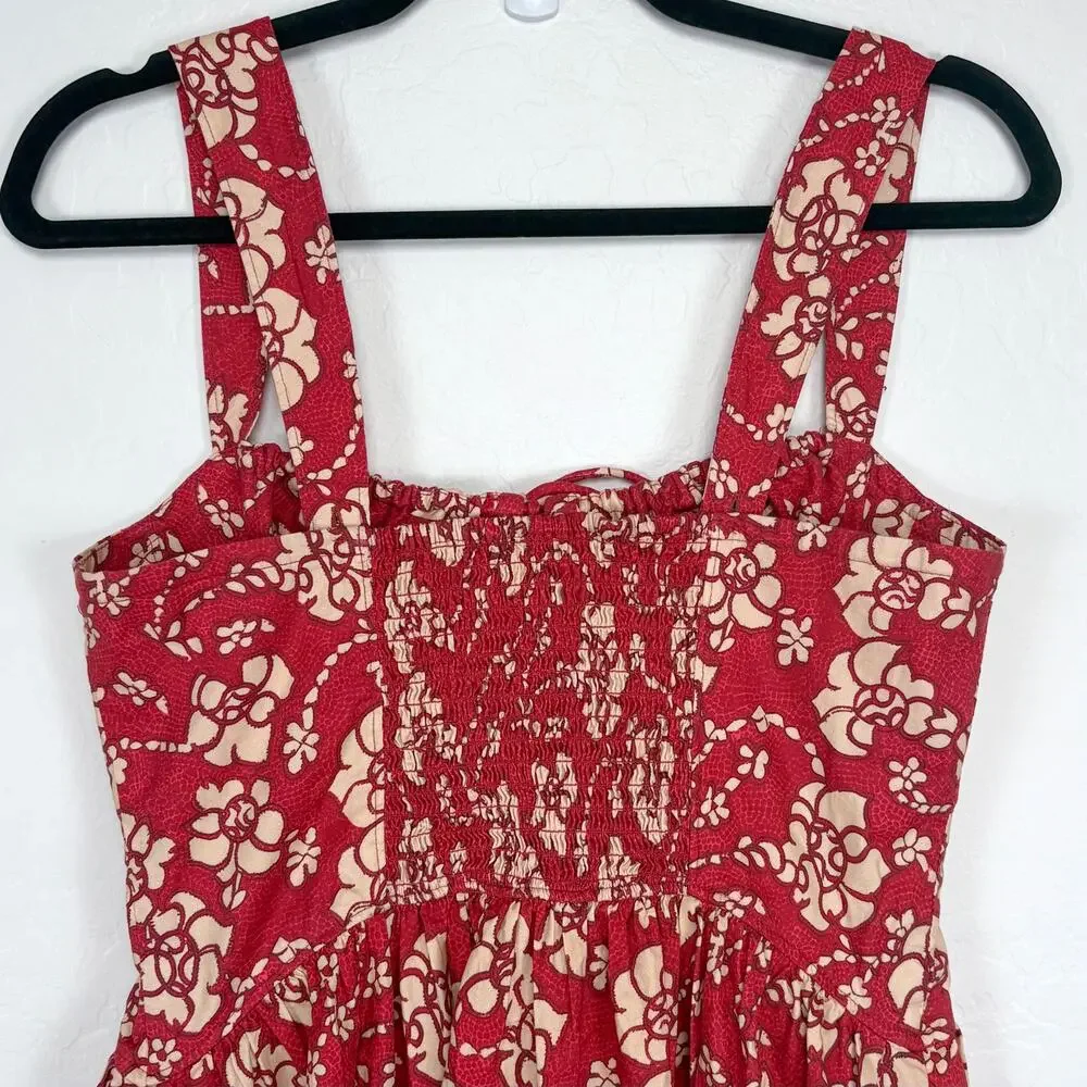 Free People Laters Baby Floral Midi Dress in Red Size XS - Picture 6 of 16